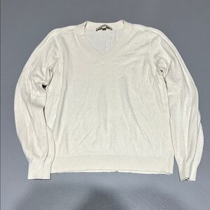 LOFT Creamy / Off-White V Neck Lightweight Sweater Shirt